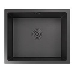 Мойка GranFest METAL 5344, 53х44 см, врезная, стальная, прямоугольная, цвет PVD графит, без отверстия под смеситель, слив-перелив, без крыла, для кухни