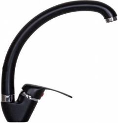 Смеситель для кухни ALVEUS GENESIS GM 230 G91-CARBON AQ однорычажный, поворотный, керамический, с высоким изливом, высота излива 20 см, латунь, покрытие гранит, цвет карбон, на мойку