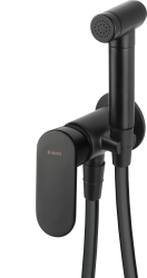 Смеситель с гигиеническим душем Deante ALPINIA, встраиваемый, однорычажный, керамический, без излива, с гибким шлангом/лейкой, латунь, цвет черный