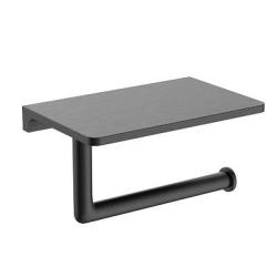 Держатель для туалетной бумаги Raglo R320.03.09 без крышки, с полочкой для телефона, цвет графит, настенный, латунь, форма прямоугольная, для туалета/ванной