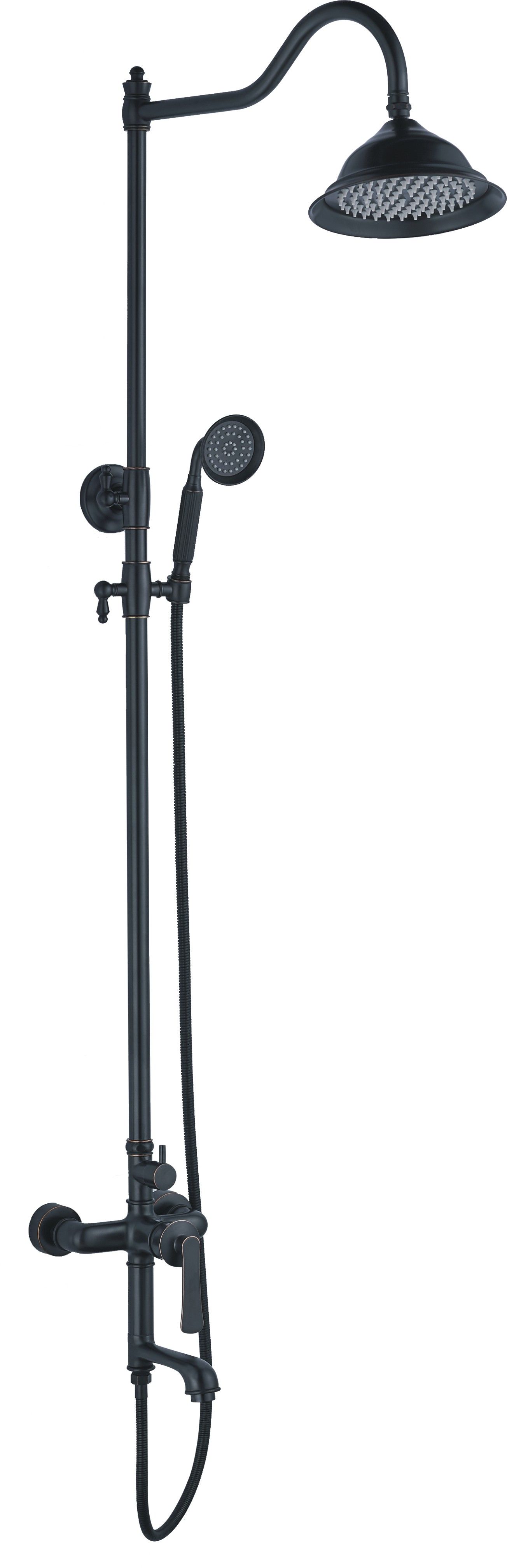 Душевой комплект HAIBA однозахватный, хромированный, настенный, с тропическим душем, с изливом, поворотный, латунь, цвет черный