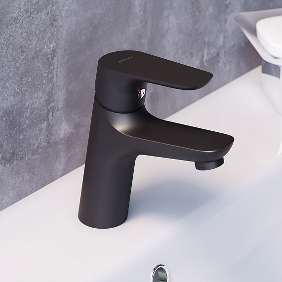 Смеситель для раковины/умывальника Damixa Jupiter однорычажный, неповоротный, керамический, длина излива 117 мм, латунь, цвет черный