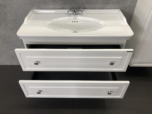 Тумба с раковиной Comforty Феррара 100, 100х56,5х50 см, подвесная, 2 выдвижных ящика, ЛДСП/МДФ, прямоугольная, цвет-белый/раковина COMFORTY 50110, прямоугольная, цвет белый, встраиваемая
