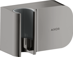 Держатель для душевой лейки Axor One Porter со шланговым подсоединением, 9,5х6х4,2 см, настенный, латунный, прямоугольный, цвет полированный черный хром, для душевого шланга, для душа/ванной/душевой кабины, на стенку
