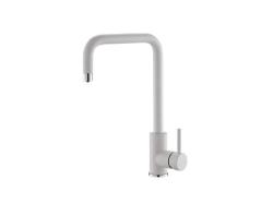 Смеситель для кухни ALVEUS DUAL G11 ARCTIC однорычажный, поворотный, керамический, с высоким изливом, высота излива 25.7 см, латунь, покрытие гранит, цвет белый, с подключением к фильтру чистой воды