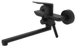 Смеситель для ванны/душа Haiba, однорычажный, настенный, поворотный, латунь, длина излива 380 мм, керамический, цвет черный