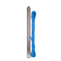 Насос погружной Aquario ASP1.8E-100-90 встр. конд, каб.100м Q - 60 л/мин H - 120 м с нижним забором (скважинный, колодезный) центробежный, многоступенчатый, электрический, нержавеющая сталь, для скважины, бытовой, для чистой вод