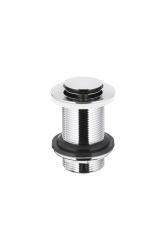 Донный клапан KFA Armatura SMALL ROUND, клик-клак, круглый, металлический/латунь, цвет хром, без перелива, для раковины/умывальника/рукомойника
