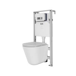 Комплект IDDIS Basic 3 в 1 инсталляция Neofix, подвесной унитаз Ray с сиденьем из дюропласта, клавиша смыва из закаленного стекла BASRNU2i73