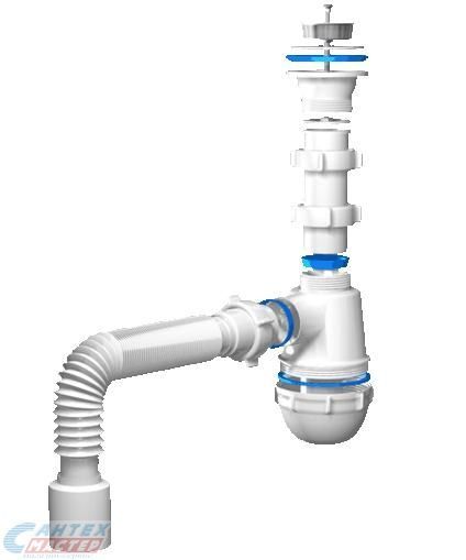 Сифон ANI-grot 1 1/2*40 с гофрой 40*50 A0110