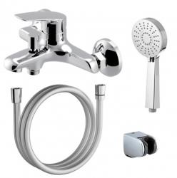 Смеситель для ванны/душа Azario TAVIRA однорычажный, керамический картридж, настенный, излив короткий, неповоротный, длина излива 143 мм, латунь, цвет хром