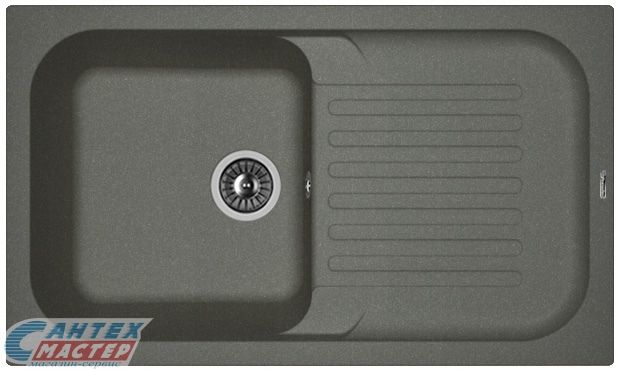 Мойка Florentina Арона, 86х51х21.7 см, с левым/правым крылом, врезная, из искусственного камня, цвет черный, без отверстия под смеситель, слив-перелив, для кухни