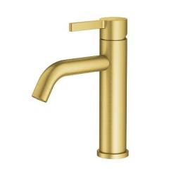 Смеситель для раковины/умывальника Splenka S221.10.03 однорычажный, неповоротный, фиксированный излив, длина 139 мм, высота 106 мм, нержавеющая сталь, цвет золотой сатин