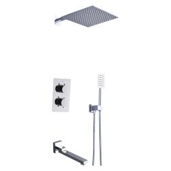 Душевая система ALMAes Weber, встраиваемая, цвет хром, комплект: термостатический смеситель/излив/тропический душ (с верхней лейкой)/ручной душ/шланг, встраиваемая в стену