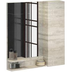 Зеркальный шкаф Comforty Верона 75, 75х80х15 см, подвесной, цвет дуб белый, зеркало, с 1 распашной дверцей/полки, механизм плавного закрывания, прямоугольный