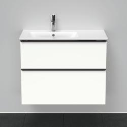 Тумба под раковину Duravit D-Neo, 81х37,2х62,5 см, подвесная, 2 выдвижных ящика, ДСП, цвет: белый матовый, шкафчик навесной, прямоугольная, правая/левая, в ванную комнату