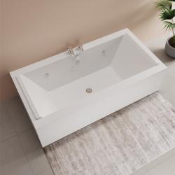 Ванна Duravit Starck 180х80 см гидромассажная, встраиваемая/пристенная, акриловая, цвет: белый, с рамой/сливом-переливом, без фронтальной панели, прямоугольная, с системой гидромассажа Jet-System, с двумя наклонами для спины