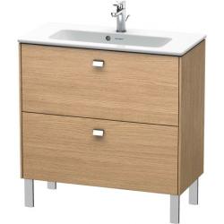 Тумба под раковину Duravit Brioso, 82х38,9х68,3 см, напольная, цвет: дуб европейский/хром, 2 выдвижных ящика, ДСП, прямоугольная, левая/правая, в ванную комнату