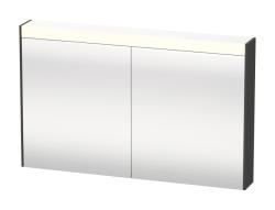 Зеркальный шкаф Duravit Brioso, 122х76х14,8 см, подвесной, цвет: графит матовый, зеркало с подсветкой LED/ЛЭД, выключатель/розетка, с 2 распашными дверцами/двухстворчатый, 4 стеклянные полки, прямоугольный
