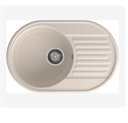 Мойка GranFest QUARZ 18, 73,7х47,8 см, врезная, кварц, овальная, цвет белый, без отверстия под смеситель, слив-перелив, с крылом, оборачиваемая, для кухни