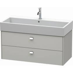 Тумба под раковину Duravit Brioso, 122х47,9х55,5 см, подвесная, 2 выдвижных ящика, ДСП, цвет: бетонно-серый/хром, шкафчик навесной, механизм доводчика, прямоугольная, правая/левая, в ванную комнату