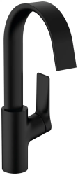 Смеситель для раковины Hansgrohe Vivenis 210, однорычажный, поворотный излив, длина излива 13,9 см, керамический, латунь, цвет матовый черный, с донным клапаном