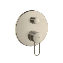 Смеситель для ванны Axor Uno однорычажный, с рукояткой-петлей, скрытого монтажа, настенный/встраиваемый, круглый, латунный, без излива, керамический, цвет шлифованный никель, без душевого шланга/лейки