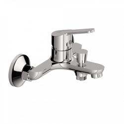 Смеситель для ванны/душа Dorff Norma однорычажный, керамический, настенный, излив короткий литой 102 мм, с гибким шлангом/лейкой, латунь, цвет хром 