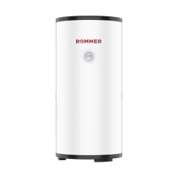 Водонагреватель Rommer RWH-2110 GT 200 л. косвенный, напольный, вертикальный, накопительный тип, 580х1238 мм, 38 кВт цвет белый, круглый