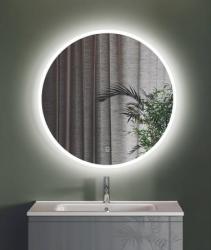 Зеркало Azario 60х60 см, с LED/ЛЕД-подсветкой, круглое, выключатель сенсорный, с функцией диммера, для ванны, навесное/подвесное/настенное