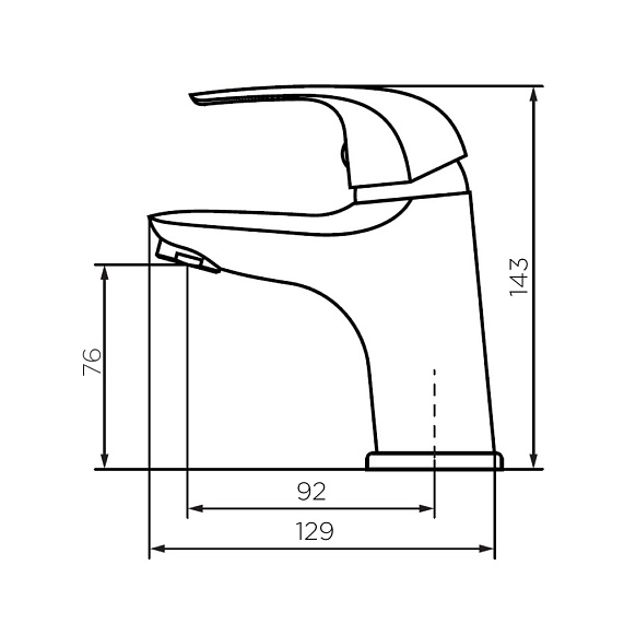 Смеситель для раковины Dorff Stark однорычажный, излив короткий, длина 92 мм, керамический, латунь, цвет хром