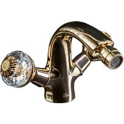 Смеситель для биде Boheme Flora, двухвентильный, неповоротный, керамический, длина излива 120 мм, латунь, цвет золото