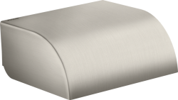 Держатель для туалетной бумаги Axor Universal Circular Accessories, с крышкой, настенный, металлический, форма округлая, для рулона туалетной бумаги, в ванную/туалет, цвет под сталь, к стене