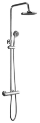 Душевая система настенная LEDEME с термостатом, 755/1055 мм, цвет хром, комплект: однорычажный смеситель/тропический душ (с верхней лейкой)/лейка/стойка/шланг, латунь