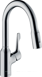 Смеситель для кухни/мойки Hansgrohe Focus M43, 180 2jet, однорычажный, керамический, с поворотным/вытяжным изливом, длина 20,7 см, латунь, цвет хром