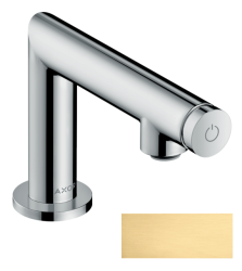 Смеситель для раковины/умывальника Axor Uno Select 80, для холодной воды, нажимной, фиксированный излив, длина излива 10,9 см, керамический, латунь, цвет шлифованное золото, без сливного набора