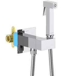 Смеситель с гигиеническим душем Aquatek Лира встраиваемый, однорычажный, керамический, без излива, с гибким шлангом/лейкой, латунь, цвет хром