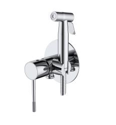 Смеситель с гигиеническим душем Cezares Relax встраиваемый, однорычажный, керамический, без излива, с гибким шлангом/лейкой, нержавеющая сталь, цвет хром