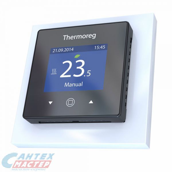 Терморегулятор Thermo Thermoreg TI-300 Black, для систем электрического теплого пола (черны) термостат электронный, сенсорный, программируемый, с жк дисплеем, температуры, с датчиком температуры
