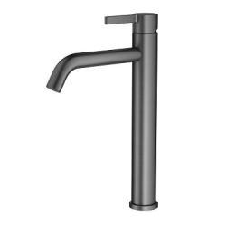 Смеситель для раковины/умывальника Splenka S221.15.09 высокий, однорычажный, неповоротный, фиксированный излив, длина 185 мм, высота 227 мм, нержавеющая сталь, цвет графит