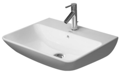 Раковина DURAVIT ME by Starck, WonderGliss 60х46х18 см, подвесная, прямоугольная, санфарфор, цвет белый, с 3 отверстиями под смеситель, антигрязевое покрытие, слив/перелив