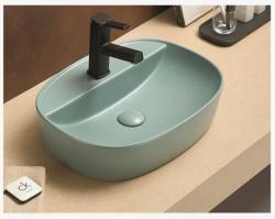 Раковина для ванной CeramaLux NC 78239XMLG-6 50х12х38 накладная, овальная, керамическая/фарфоровая, цвет зеленый, с отверстием под смеситель, без слива-перелива