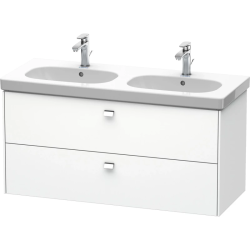 Тумба под раковину Duravit Brioso, 117х46,9х56,3 см, подвесная, 2 выдвижных ящика, ДСП, цвет: белый матовый/хром, шкафчик навесной, механизм доводчика, прямоугольная, правая/левая, для раковины D-Code, в ванную комнату