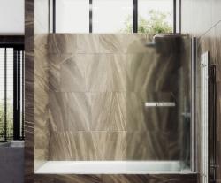 Душевая шторка на ванну MaybahGlass, 140х40 см, сатиновое стекло/профиль хром матовый, поворотная, закаленное стекло 6 мм, плоская/панель, правая/левая, правосторонняя/левосторонняя, универсальная