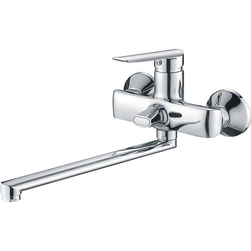 Смеситель для ванны/душа HAIBA CRON однозахватный, хромированный, настенный, излив длинный 332 мм, поворотный, силумин, цвет хром