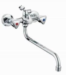 Смеситель для ванны/душа Ekko E26020-3 двухвентильный, настенный, поворотный, силумин, длина излива 300 мм, керамический, цвет хром