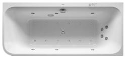 Ванна Duravit Happy D.2 Plus 180х80 см гидромассажная, пристенная, акриловая, цвет: белый/графит матовый, с ножками/сливом-переливом/фронтальной панелью, прямоугольная/угловая, с системой гидромассажа Combi-System P, два наклона для спины, правая
