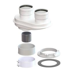 Комплект дымохода, адаптер Gekon D60/100х80/80 мм (хомут, фланец, проставка 60 мм), алюминий, цвет белый