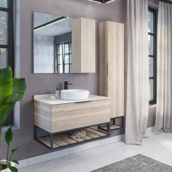 Зеркальный шкаф Comforty Порто 90, 90х80х15 см, подвесной, цвет дуб дымчатый, зеркало, с 1 распашной дверцей/полки, механизм плавного закрывания, прямоугольный