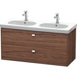 Тумба под раковину Duravit Brioso, 117х46,9х56,3 см, подвесная, 2 выдвижных ящика, ДСП, цвет: орех темный/хром, шкафчик навесной, механизм доводчика, прямоугольная, правая/левая, для раковины D-Code, в ванную комнату